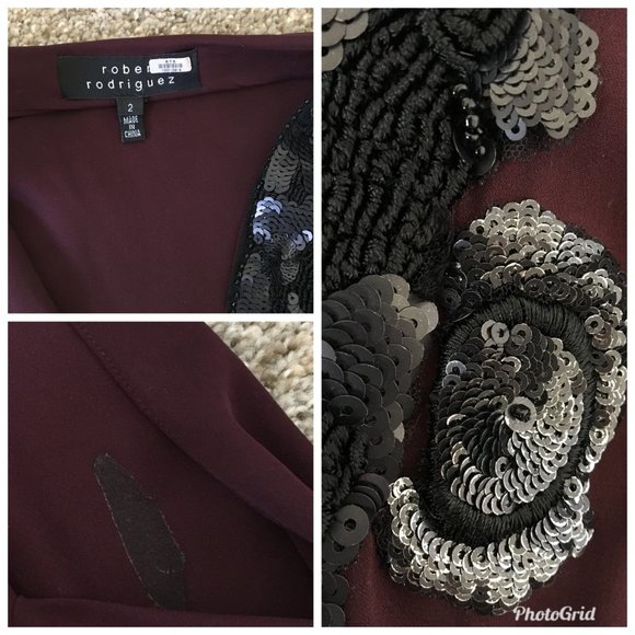 Robert Rodriguez runway stretch silk plum blouson draped back dress - Picture 12 of 13